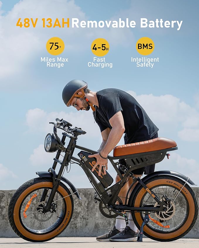 isinwheel Electric Bike Adults 750/1500W Ebike 20/28MPH, 55-75 Miles Electric Motorcycle with 10.4/13AH Battery, 20" Fat Tire Electric Dirt Bike 7-Speed E-Bike Full Suspension, R/L Turn Headlight