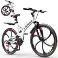 26 Inch Adult Folding Bikes/Mountain Bikes, 21 Speeds Mountain Bicycles with Full Suspension, Dual Disc Brake, High Carbon Steel Frame, Foldable Bike for Men/Women/Teen, Multiple Colors