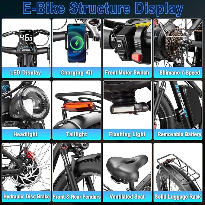 9000W Peak 60V 1768Wh Battery High-Power Dual Motor Ebike, 47 MPH 100 Miles Long Range, Fat Tire Electric Bike for Adults Men with Hydraulic Disc Brake Electric Bicycles for Snow Commuter Off-Road