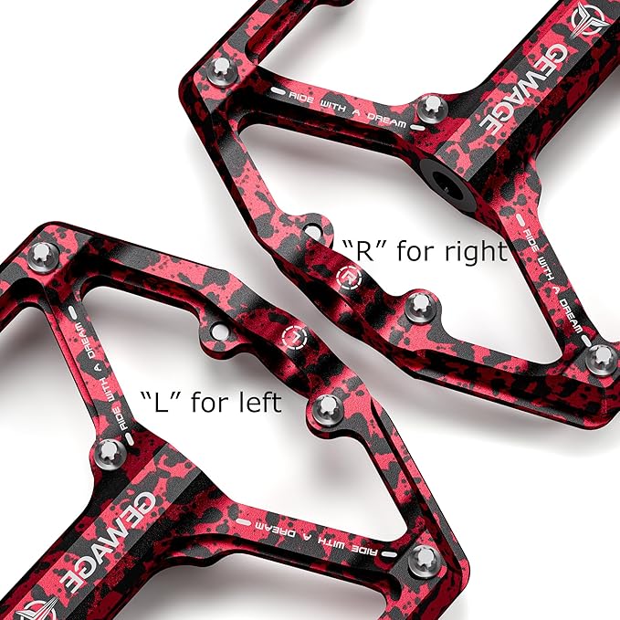 Road/Mountain Bike Pedals - 3 Bearings Bicycle Pedals - 9/16” CNC Machined Flat Pedals with Removable Anti-Skid Nails