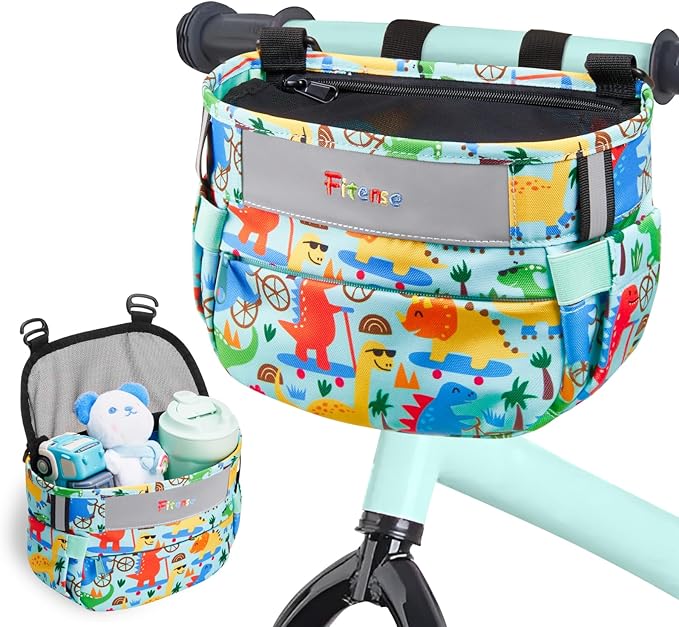 Kids Bike Basket, Bicycle Basket Front Handlebar, Waterproof Cute Fabric Children's Bike Basket, Kids Bike Accessories Fit Most Boys, Girls, Toddlers Bike or Scooter, Easy to Install