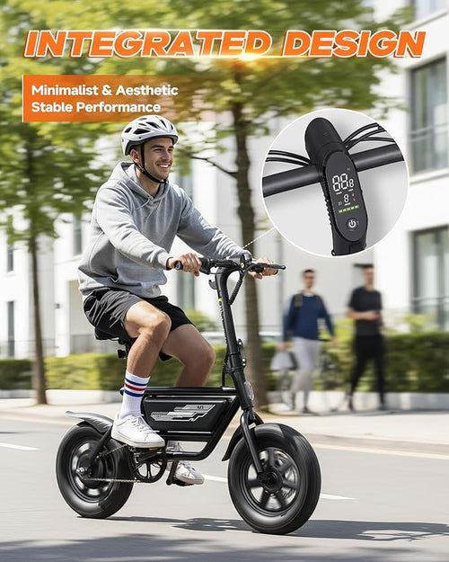 14" Folding Electric Bike for Adults & Teens - Peak 750W Motor, 20MPH Speed, 48V, 35/53Mile Range, 4-Speed Gear & Upgraded Wide Comfort Seat, UL 2849 Certified, for City Cycling & Commuter Riding
