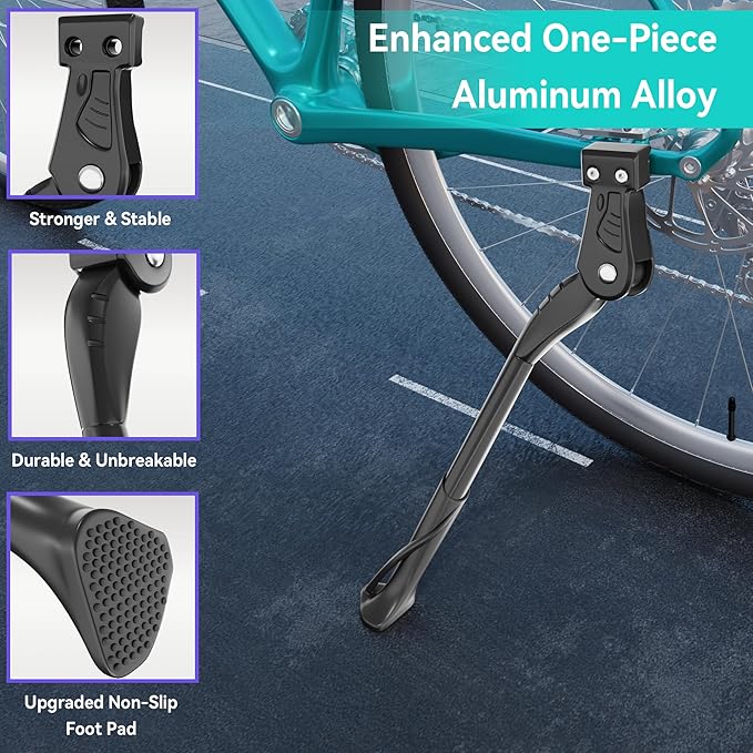 EMTB Bike Kickstand18mm Hole Spacing Rear Mount Bicycle Kickstand Fit 26-29 Inch Adult Bikes Aluminium Alloy Bike Kick Stand Adjustable for Road Bike/MTB/BMX/E-Bike