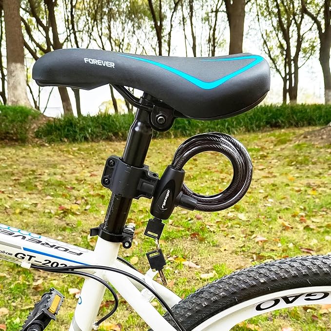 Bike Lock, Bike Locks Heavy Duty Anti Theft, Bicycle Lock Cable with Mounting Bracket and 2 Keys, Bicycle Locks for Road Bike Mountain Bike Scooters