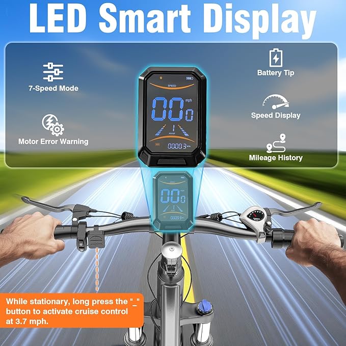 Electric Bike for Adults, 26" Commuter Ebikes with 5-Level Pedal Assist & 7 Speed Gears, 25MPH, 720W Motor, 375Wh Battery, 50 Miles, Lockable Suspension Fork, Lightweight Electric Mountain Bicycles.