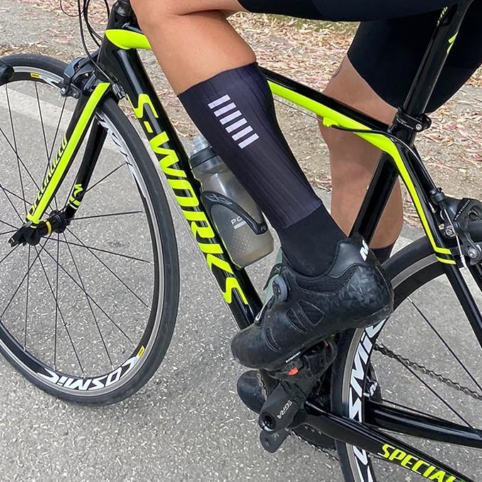 Mens Compression Socks Anti Slip Silicone Aero Socks White Line Men Bicycle Sport Running Socks