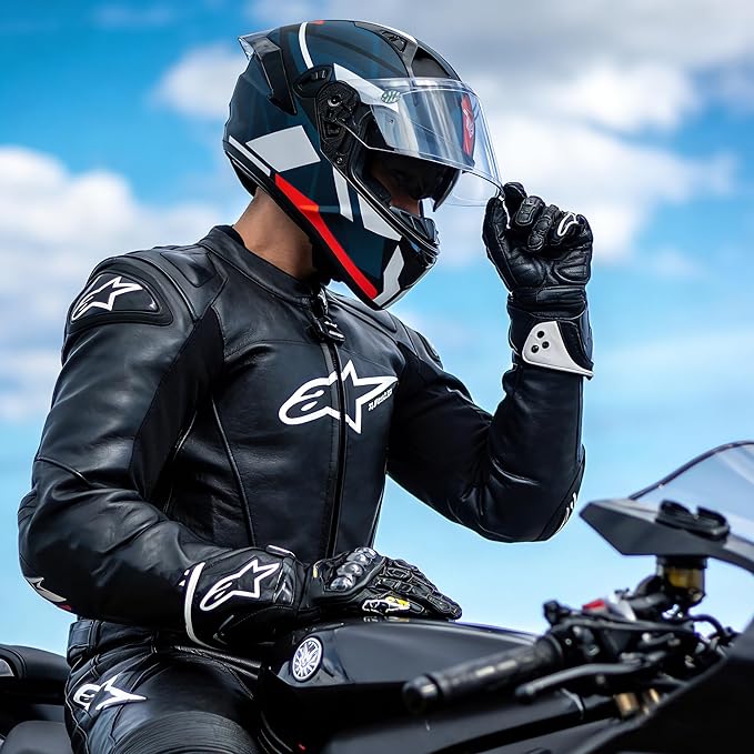 VCOROS Full Face Dual Visor Motorcycle Helmet for Adults Motorbike Street Bike Racing Helmets X9 DOT Approved with Black Visor