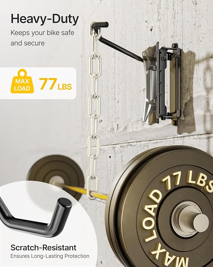 monTEK Bike Wall Mount for 4.5" Tire Width, Swivel Bike Wall Hanger Holds Up to 77lbs, Space-Saving Bike Rack Garage, Heavy Duty Bike Storage for Bedroom Home Office, 2 Pack