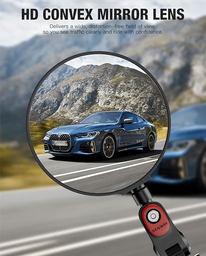2-Pack Bike Rear View Mirror for Mountain, Road & City Bikes, Adjustable and Rotatable HD Convex Safe Bicycle Rearview Mirrors for Round Handlebars Mounted, Easy to Install