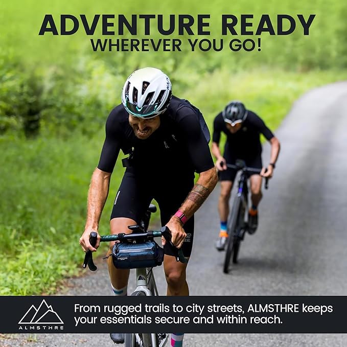 ALMSTHRE Signature Bar Bag – Cosmic Blue | Hard-Shell Bike Handlebar Bag with Waterproof Zippers & Adjustable Straps | Lightweight Bicycle Handlebar Bag, Compatible with Road, Gravel & MTB Bikes