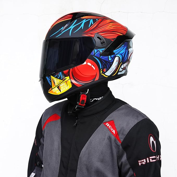 VCOROS Full Face Dual Visor Motorcycle Helmet for Adults Motorbike Street Bike Racing Helmets X9 DOT Approved with Black Visor