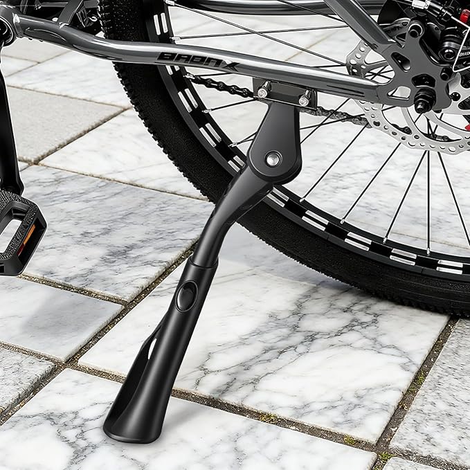 Heavy Duty Bike Kickstand 24"-29", Non-Slip Large Foot with Cleats for Electric Bike, Adult Bike, Mountain Bike.Aluminum Alloy Material, Required 2 Holes in Bike Chainstay(40mm Apart).