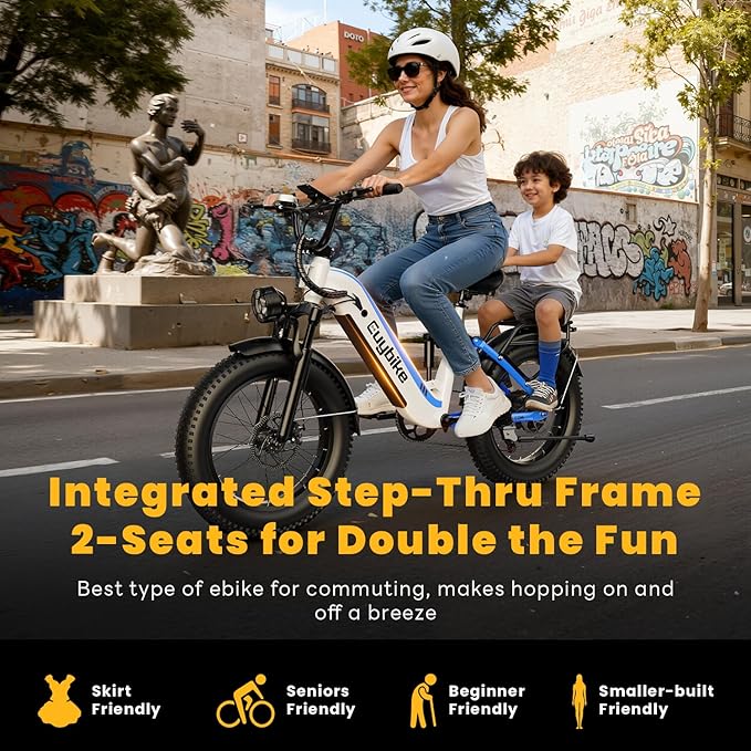 Auloor 1500W Motor Electric Bike for Adults and Seniors, 48V 20AH Removable Battery City Step Thru EBike, 30+MPH & 70 Miles 20" Fat Tires 7 Speed Electric Commuter Bicycle for Women and Teens