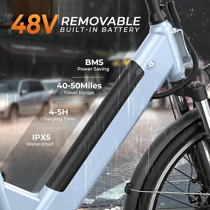 Electric Bike for Adults,26" Step-Thru EBike with 1000W Peak Motor,50 Miles 21.7MPH Adult Electric Bicycles with 48V Internal Removable Battery, Adjustable Stem,7 Speed,UL 2849 Certified