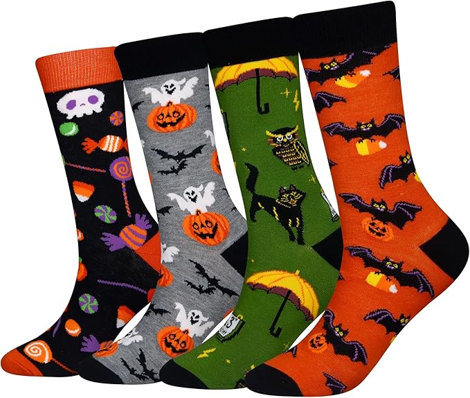 Cansok Men's 2/4 Packs Fun Crazy Novelty Dress Crew Socks
