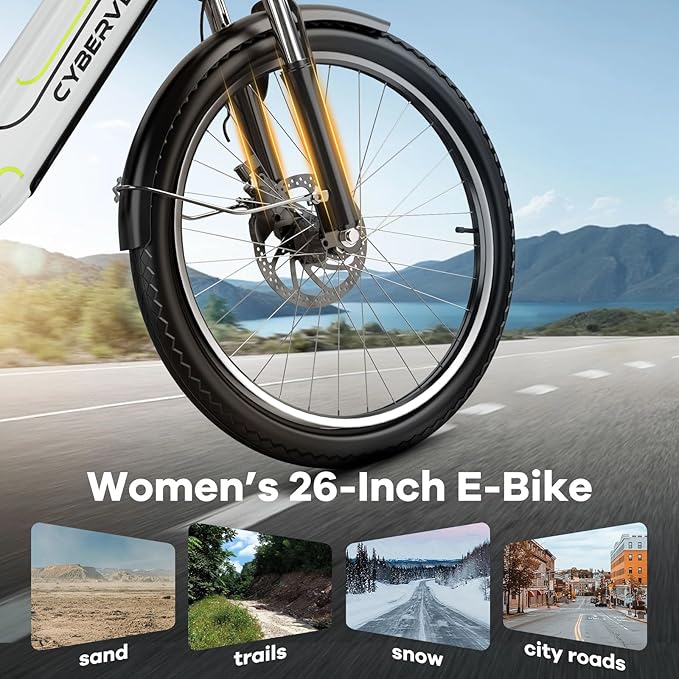 Aelith 26" Electric Bike for Adults – Powerful 1000W Motor, 48V Removable Battery, 7-Speed, Front Suspension & LCD Display – Commuter and Mountain EBike for Women