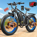 9000W Peak Electric Bike,58V Max-Output Dual Motor Ebike for Adults, 47MPH 1856Wh Fast E Bike,Up to 105Miles 24" x4.0 Fat Tire Full Suspension Mountain E Bicycle for Sand Beach Commuter