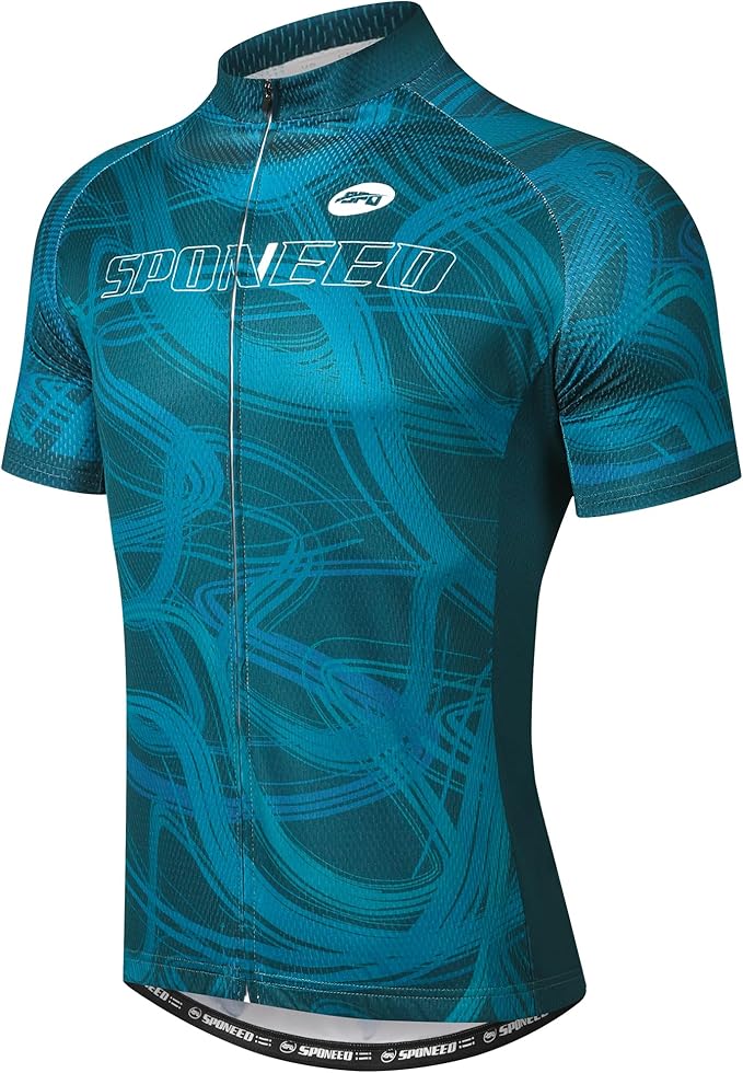 sponeed Men's Cycling Jerseys Tops Biking Shirts Short Sleeve Bike Clothing Full Zipper Bicycle Jacket with Pockets