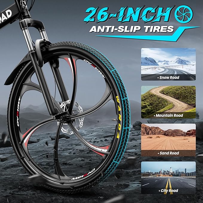 26" Foldable MTB – 21-Speed Full Suspension, High-Carbon Steel Frame, Dual Disc Brakes & Quick-Release Tires – Adults & Teens (Multiple Colors)