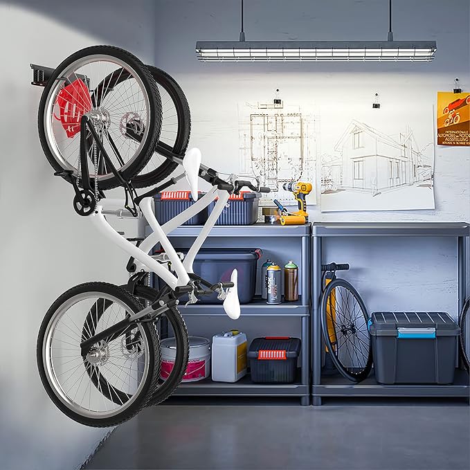 Ultrawall Bike Rack, Garage Bike Rack Wall Mount for 2 Bicycle and 1 Helmet, Heavy Duty Bike Storage for Home Space Saving Holds Up to 100lbs (Pack of 2)