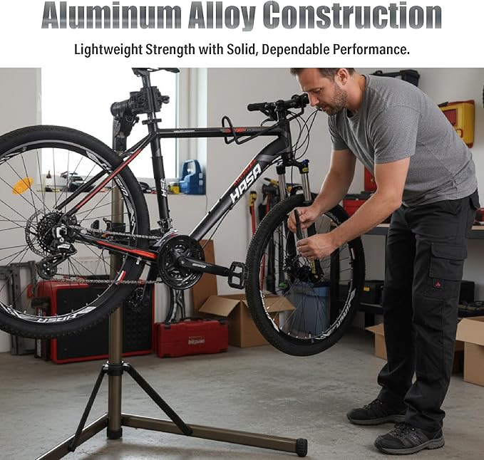 BikeHand Bike Repair Stand - Home Portable Bicycle Mechanics Workstand - for Mountain MTB Road Bikes Maintenance - Max. 55 lbs