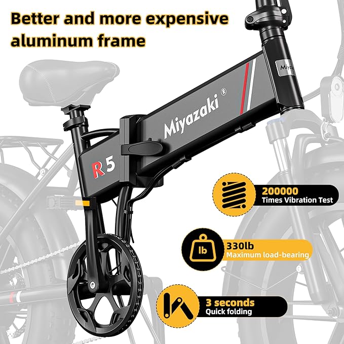 Miyazaki Folding Electric Bike for Adults, Space Aluminum Frame,1000/1500w Brushless Motor Foldable Ebike, 48v16/17.5ah Removable Battery,20"X4.0" Fat Tire Electric Bicycle, Hydraulic Oil Brake
