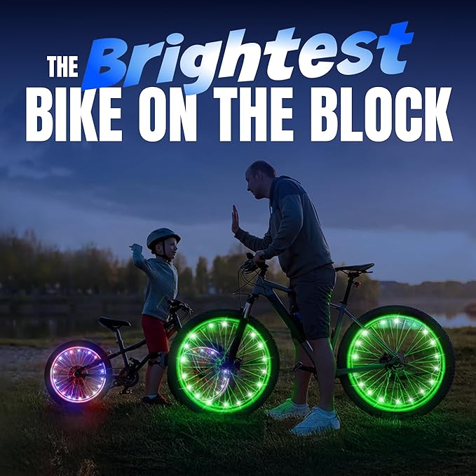 Activ Life 2-Tire Pack LED Bike Wheel Lights with Batteries Included, Get 100% Brighter and Visible from All Angles for Ultimate Safety and Style