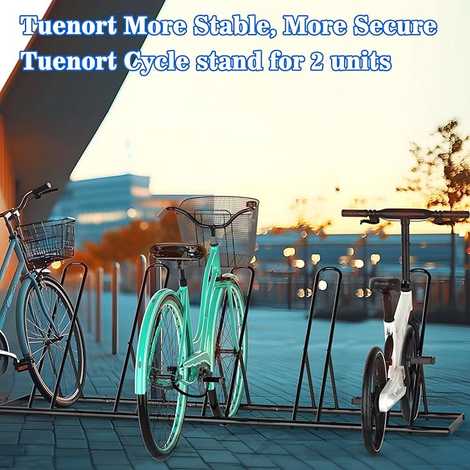 Tuenort Floor Bike Rack, Bike Stand for Garage, Outdoor For Mountain Floor Bike Rack, Heavy Duty For Bicycle Garage, Space-Saving 5 Bicycle Holder For Home, Yard, Office, Black