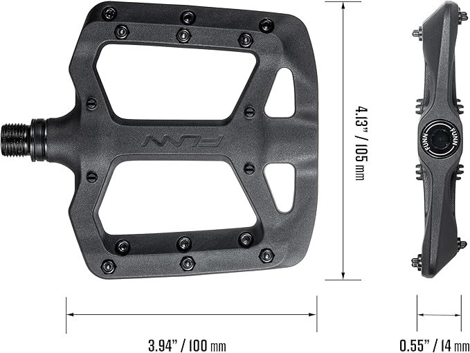 Funn Taipan Glass Fiber Reinforced Thermoplastic Bike Pedals with 9/16-inch CrMo Axles and Shin-Friendly Pins for MTB/BMX/Urban/Gravel Riding