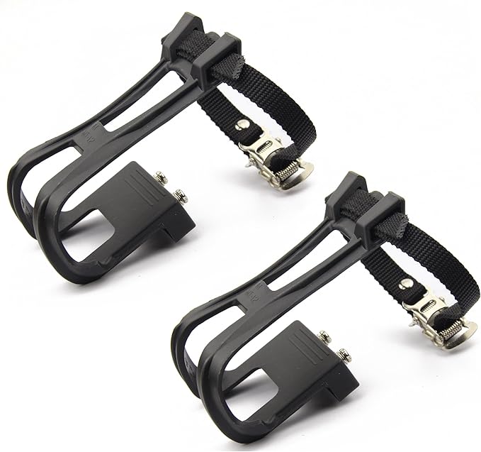 Leadrise1 Pair Nylon Cycling MTB Road Mountain Bike Bicycle Pedal Toe Clip Strap Belts- Toe Cages for Peloton Bike,Exercise Bike Pedals - Universal Fit Bicycle Pedal