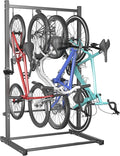 TORACK Garage Freestanding Hanging Bike Stand for Garage, Heavy Duty 4 Bikes Vertical Bike Storage Stand Floor Bike Storage Rack