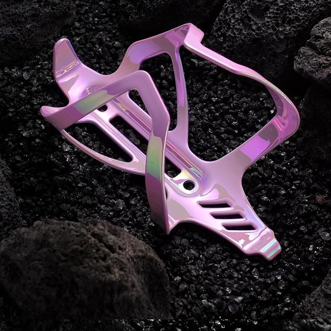 Corki Cycles Heavy Duty Bike Water Bottle Holder, Lightweight Aluminum Cage Shockproof Design for Road Mountain Gravel Bikes, Holds 18-30 oz, 1-Pack Iridescent Pink