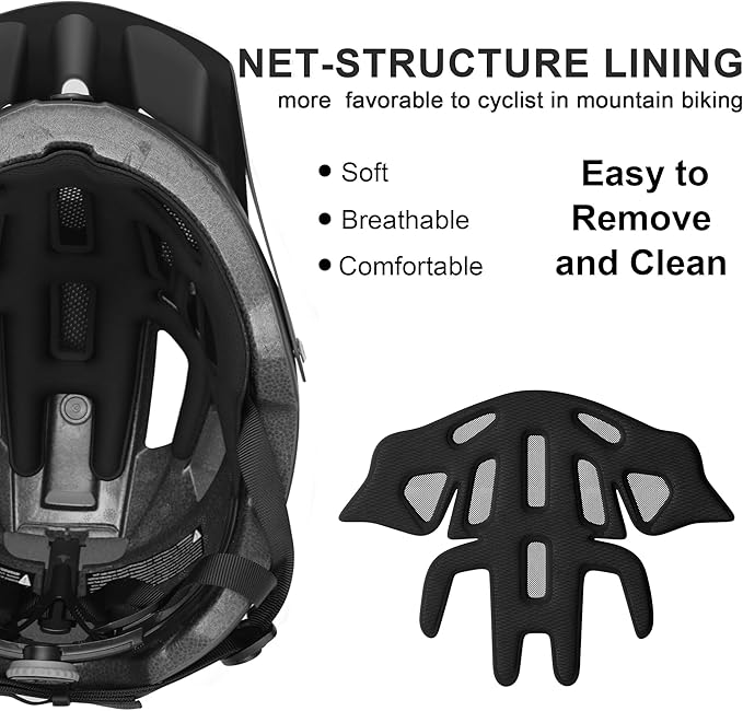Mountain Bike Helmet Adult Men Women - Ultra Comfort, Super Lightweight Bicycle Helmets, MTB Cycling Gear Biking Accessories with Adjustable Fit & Removable Sun Visor