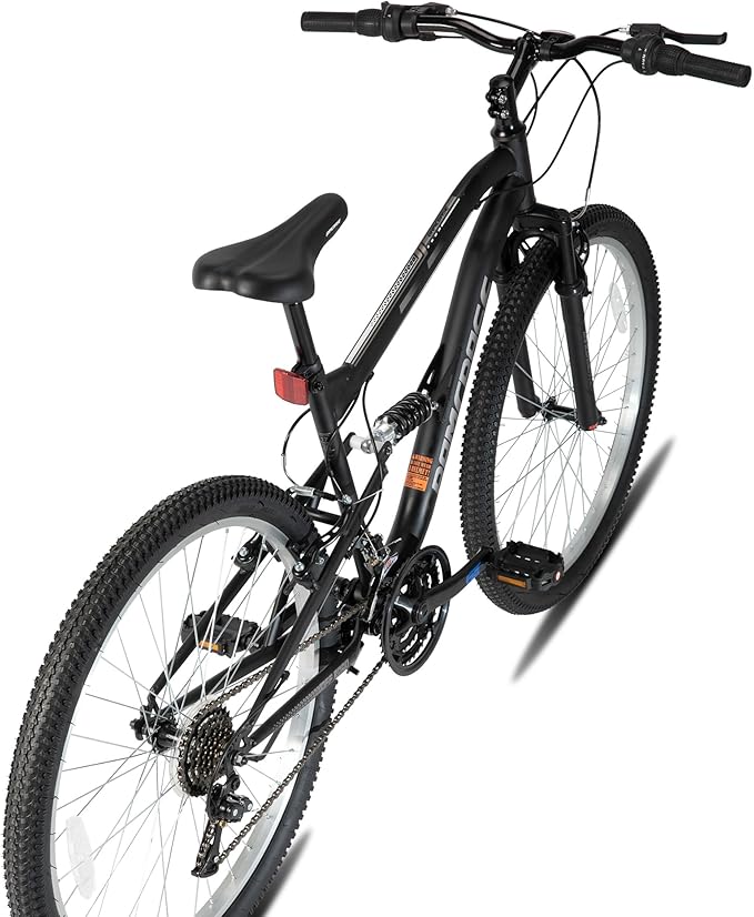 Hiland Full Suspension Mens Mountain Bike, 18 Speed, 26 Inch Wheel, Dual V Brake Bike for Men Womens Adult Bicycle