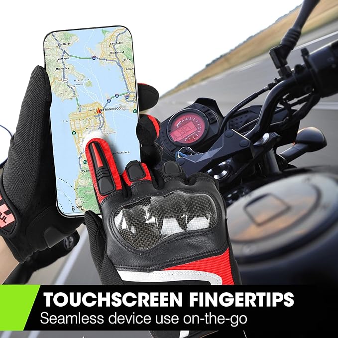 WTACTFUL Lightweight Motorcycle Gloves for Men, Touchscreen Summer Breathable Gloves for Motocross Casual Riding
