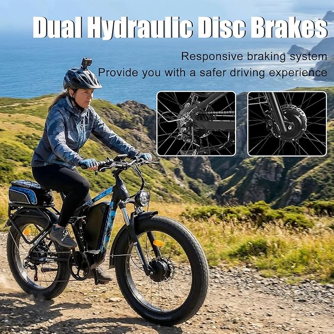 8000w Electric Bike for Adults, 60V 32Ah Battery Ebike, Fat Tire & Long Range Electric Bicycles, 210Nm Mountain Bike Full Suspension, Hydraulic Brake Electric Bicycle