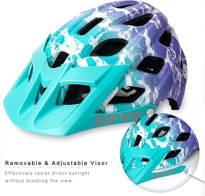Kids Bike Helmet for Boys and Girls Ages 8-14 Adjustable Youth Helmet with Detachable Visor Lightweight, Safe & Stylish Cycling Bicycle Helmets for Kids 54-57cm