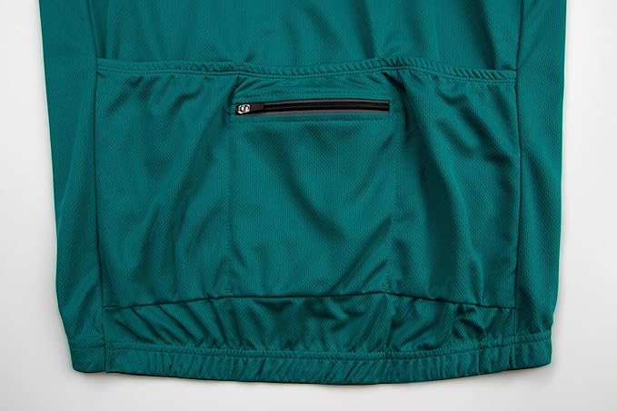 Men's Cycling Jersey Short Sleeves Bike Jersey 1/3 Zipper Solid Color Club Fit, Biking Cycling Shirt Zipper Pocket