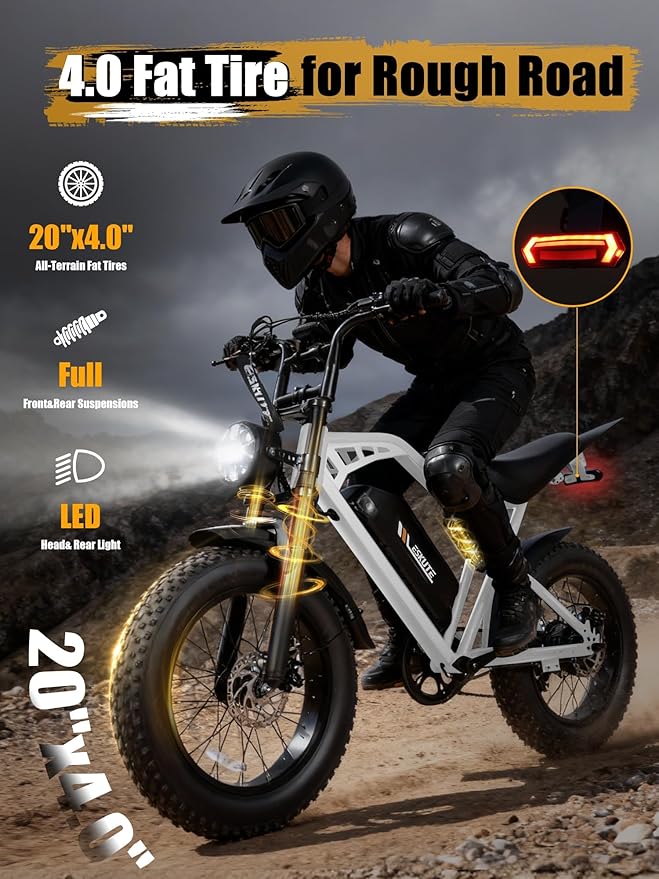 V100/V200 1500W Peak Electric Bike for Adults, 28MPH 48V13&20.8 Ah Removable Battery, 16/20"x4.0" Fat Tire, 7-Speed E-Bike with Dual Suspension – Commuter Ebike for Men & Women