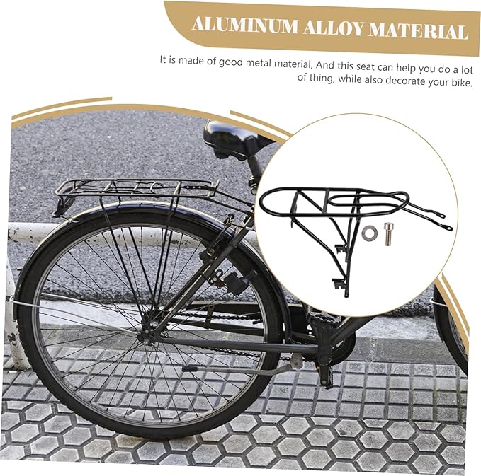 Aluminum Rear Bike Rack for 20-Inch Folding Bicycle Adjustable Cargo Carrier Reflective Strips Suitable for Mountain Bikes and Commuters