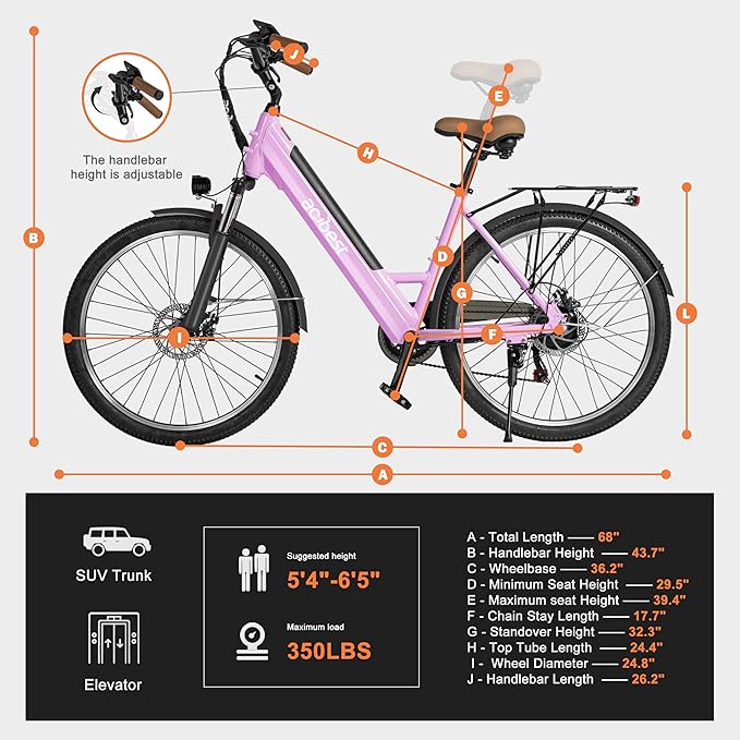 ACTBEST Core-Swept Electric Bike for Adults - 468Wh Removable Battery, Peak 750W Brushless Motor Cityrun Ebike,Up to 50 Miles, 26" Step Thru Commuter Electric Bicycle, with 7 Speed, E-Bikes