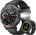 Military Smart Watches for Men Built-in GPS with LED Flashlight Compass, 3ATM Waterproof Rugged Tactical Smartwatch with Text and Call, 1.45" HD Fitness Tracker with HR SPO2 Monitor for iPhone Android