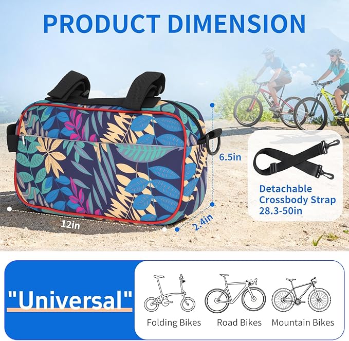 Large Capacity Bike Handlebar Bag, Waterproof Bicycle Bags for Handlebars with Shoulder Strap, Multifunctional Cycling Front Pouch, Bike Crossbar Tool Storage Bag for Urban Outdoor Road MTB