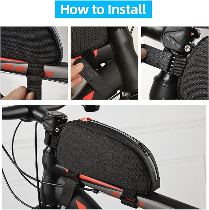 Bike Top Tube Bag Waterproof Bicycle Front Frame Bag Top Tube Bike Pouch for Road Mountain Bicycle Outdoor Cycling Travel Hiking