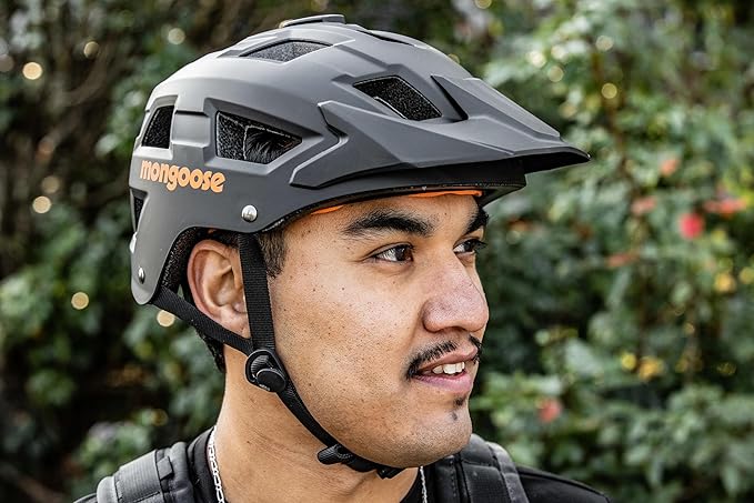 Mongoose Capture Bike Helmet, Ages 8+, Built-in Camera Mount, Durable ABS Shell, Vents for Airflow, Adjustable Fit, Full-Range Internal Pads, Go-Pro Compatible, Helmet for Kids and Adults