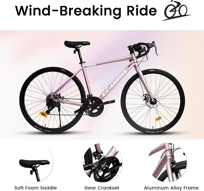 700C Bent Handlebar Road Bike,16 Speed Hybrid Road Bike,Men's and Women's Hybrid Commuter Bike