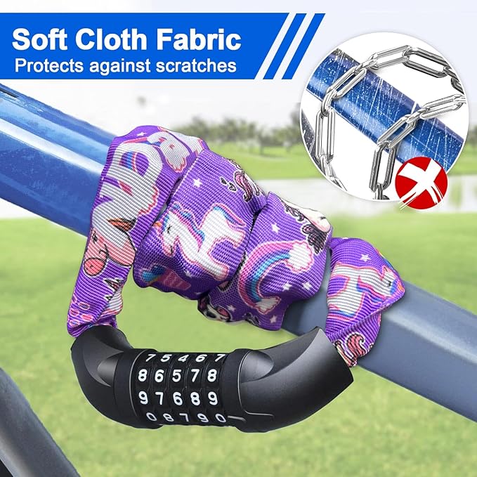 NDakter Bike Lock, 5 Digit Combination Heavy Duty Anti Theft Bicycle Chain Lock, 2.62/3.2/4.27/5/6Ft Long, High Security Resettable, Suitable for Bike, Scooter, Door, Gate, Fence-4/6mm Thick