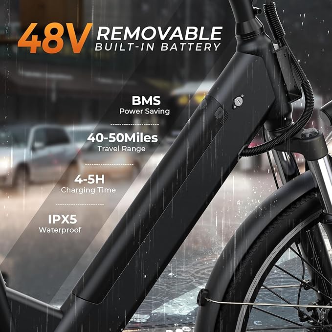 Electric Bike for Adults,26" Step-Thru EBike with 1000W Peak Motor,50 Miles 21.7MPH Adult Electric Bicycles with 48V Internal Removable Battery, Adjustable Stem,7 Speed,UL 2849 Certified