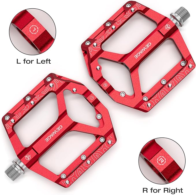 Road/Mountain Bike Pedals -Non-Slip Bicycle Flat Pedals Aluminum 9/16" - 3 Sealed Bearing Lightweight Platform Pedals for Road Mountain BMX MTB Bike