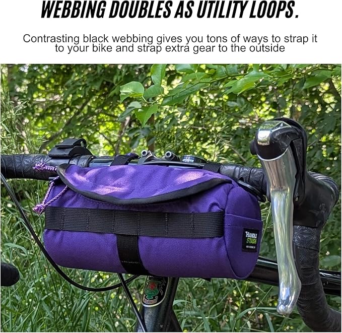 Handlebar Bag (For The Zin) | 2 Liter Capacity | Spacious Bike Bag w/ 2 Extra Long Buckle Straps & 1 Hook-and-Loop Strap | Water Resistant Front Basket | Bike Accessories | Made in USA